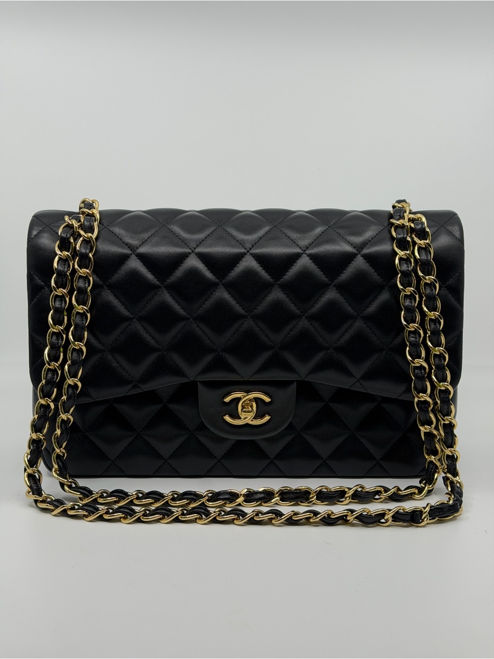 Chanel Classic Jumbo Double Flap Black Quilted Lambskin 24 Series